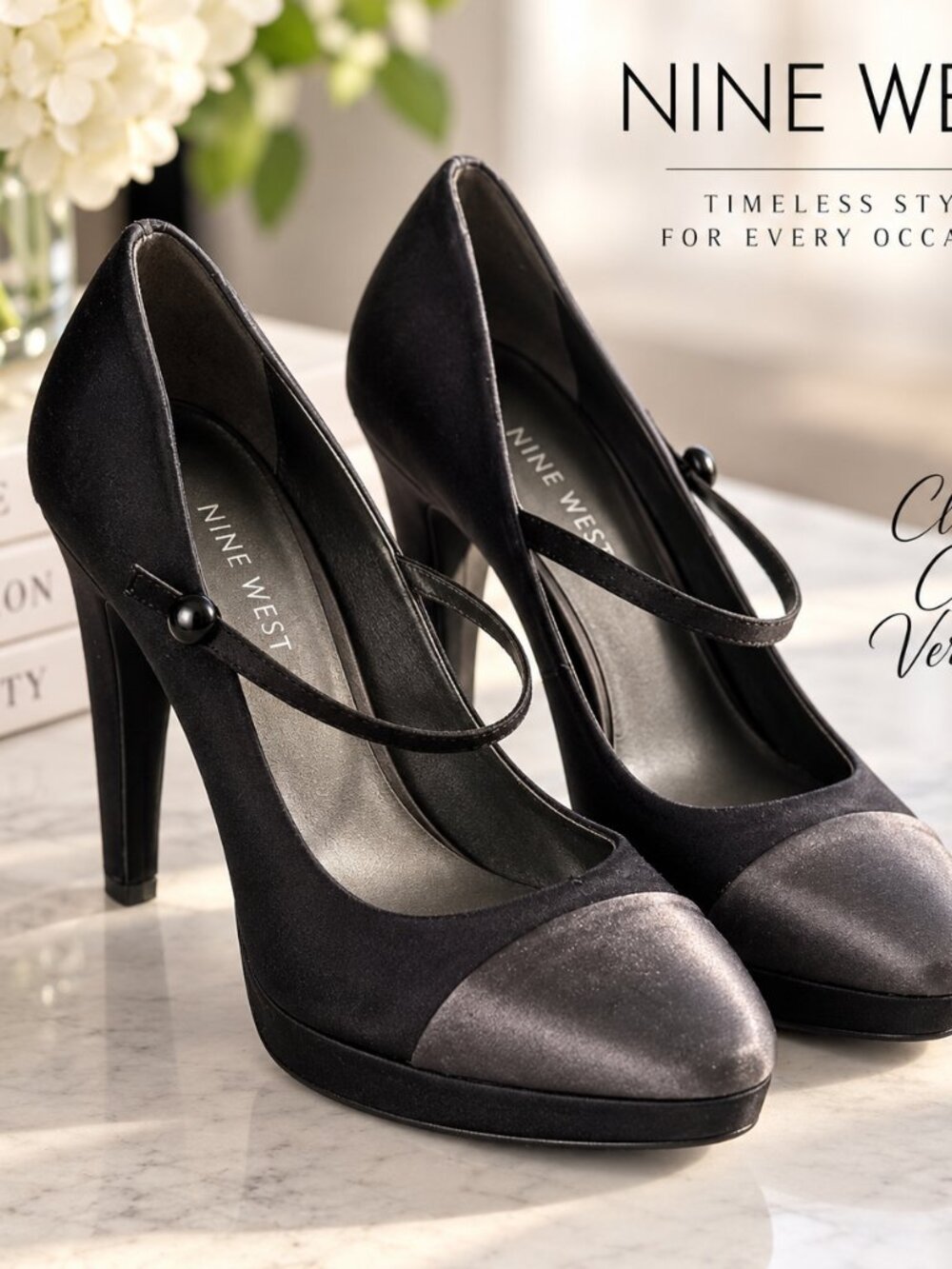 Nine West Black Mary Jane Platform High Heels Pumps - Size 10